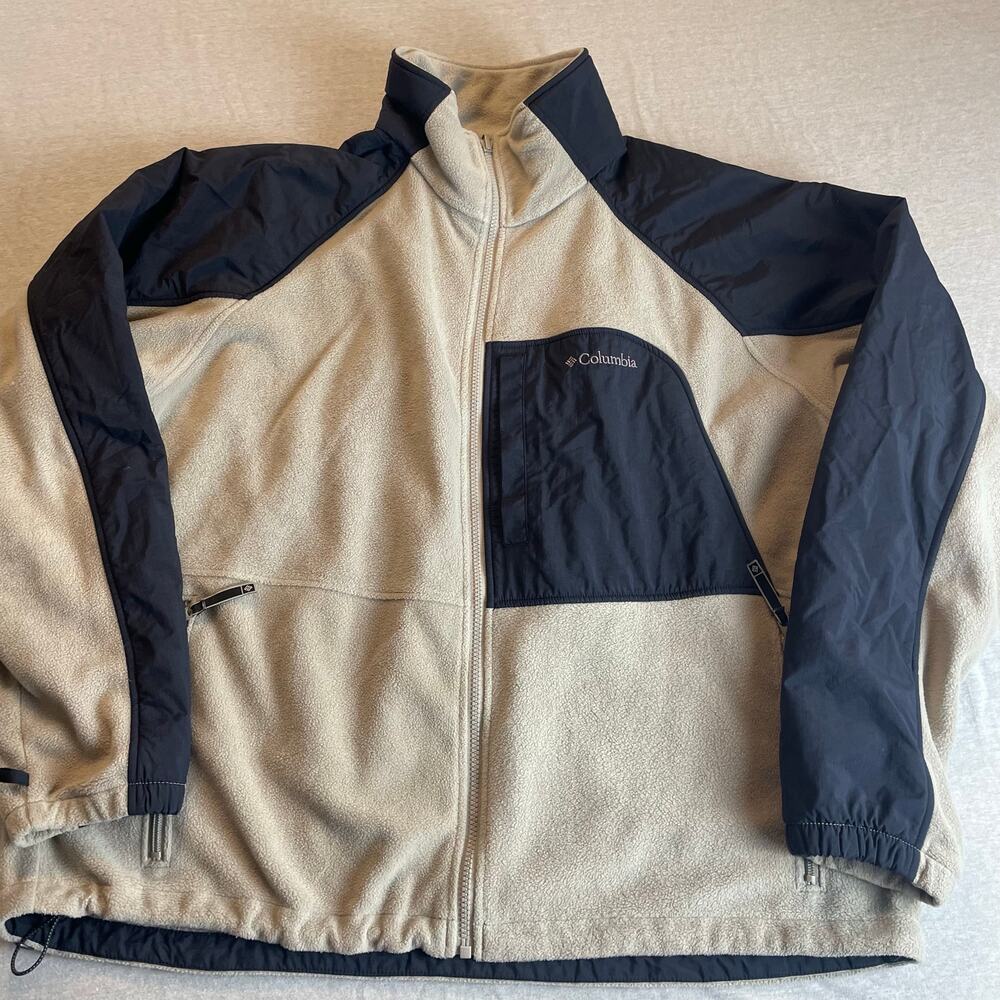 Columbia Interchange Men's Black and Tan Performance Fleece Zip-Up Jacket XL